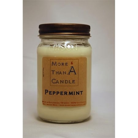 More Than A Candle PPT16M 16 Oz Mason Jar Soy Candle; Peppermint